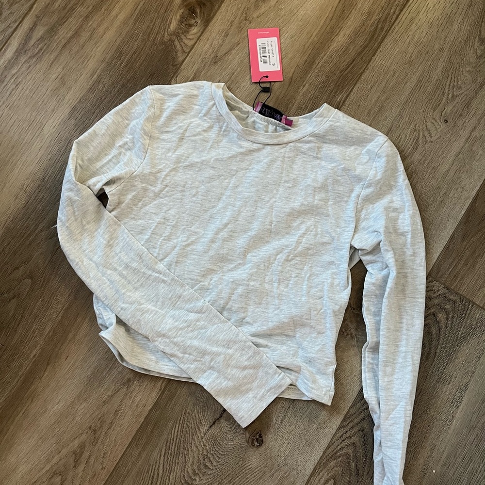 Edikted Grey Cropped Longsleeve